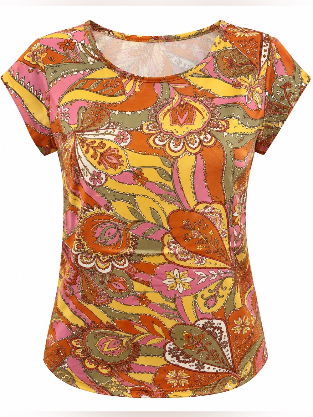 Fitted Orange and Yellow Graphic blouse